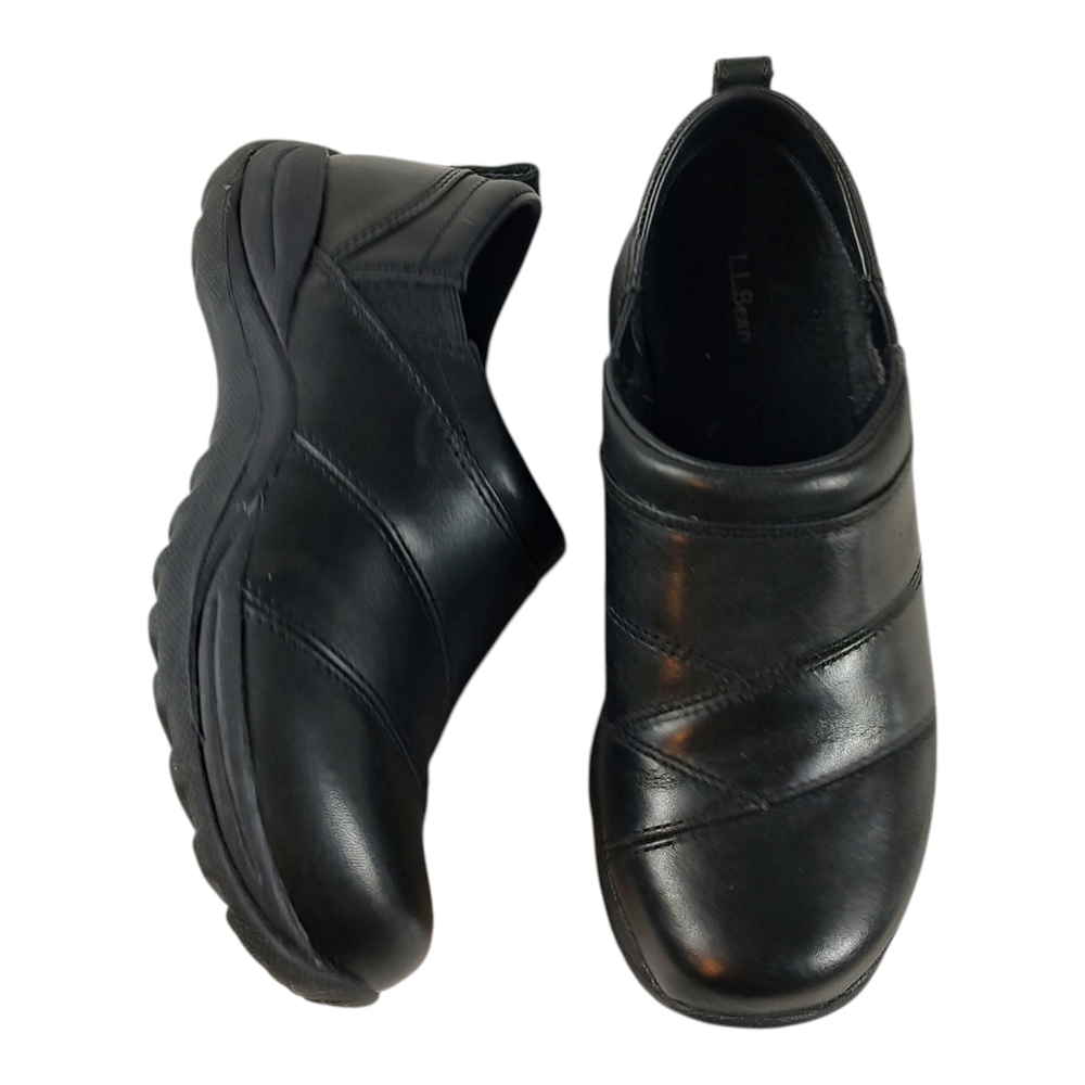 LL Bean Black Leather Clogs 7.5M